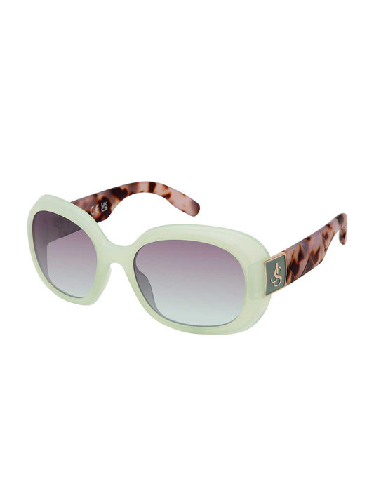 Jessica Simpson Quilted Temple Oval Sunglasses in Olive & Oatmeal