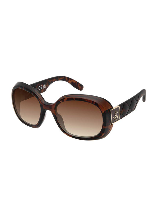 Jessica Simpson Quilted Temple Oval Sunglasses in Tortoise
