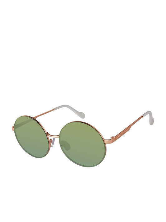 Jessica Simpson Vintage Metal Round Sunglasses in Rose Gold & White