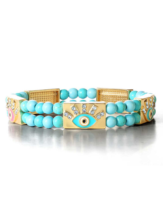 Jessica Simpson Evil Eye Turquoise Bead Stretch Bracelet