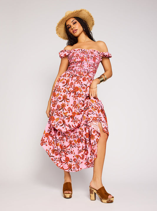 Jessica Simpson Clarice Maxi Dress in Rosebloom Wild Jacobeans