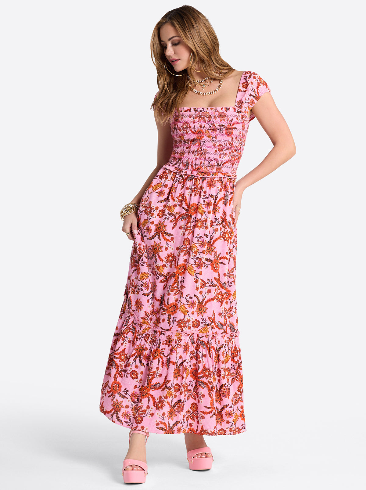 Jessica Simpson Clarice Maxi Dress in Rosebloom Wild Jacobeans