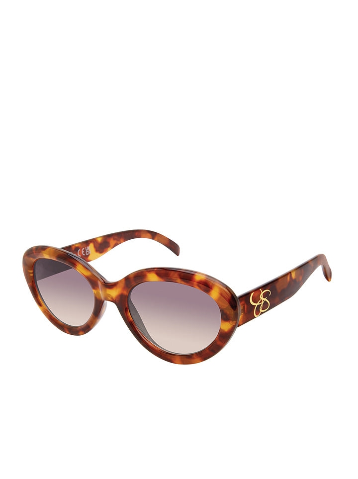 Jessica Simpson Round Cat Eye Sunglasses in Tortoise