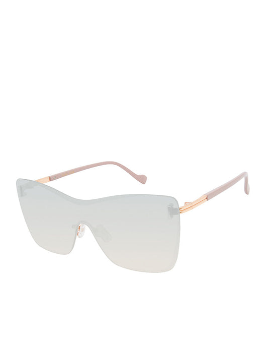 Jessica Simpson Glamorous Frameless Shield Sunglasses in Rose Gold