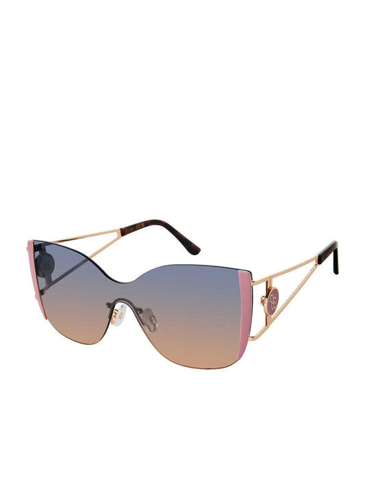 Jessica Simpson Metal Cat Eye Shield Sunglasses in Gold & Rose