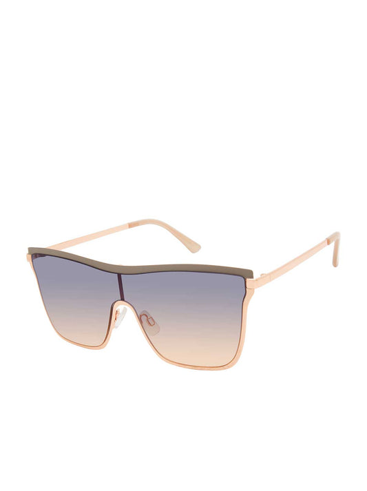 Jessica Simpson Chic Metal Square Shield Sunglasses in Nude & Rose Gold