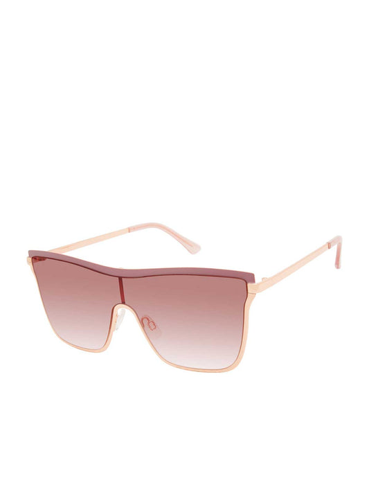 Jessica Simpson Chic Metal Square Shield Sunglasses in Rose Gold & Rose