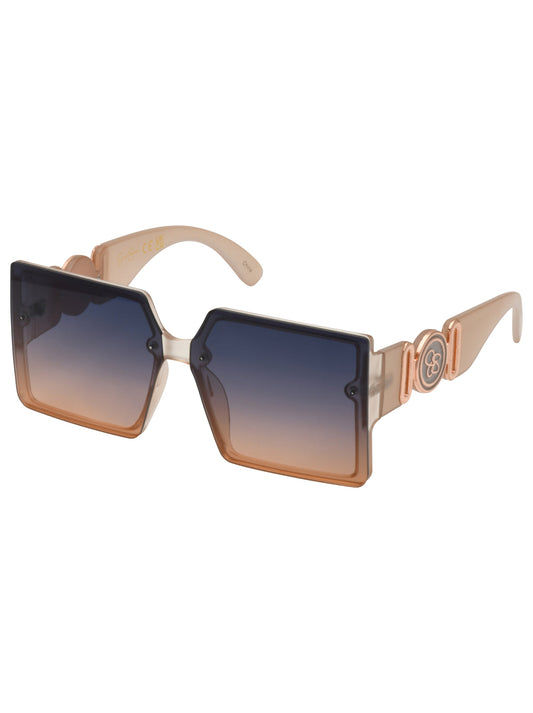 Jessica Simpson Oversized Metal Accent Square Sunglasses in Matte Nude