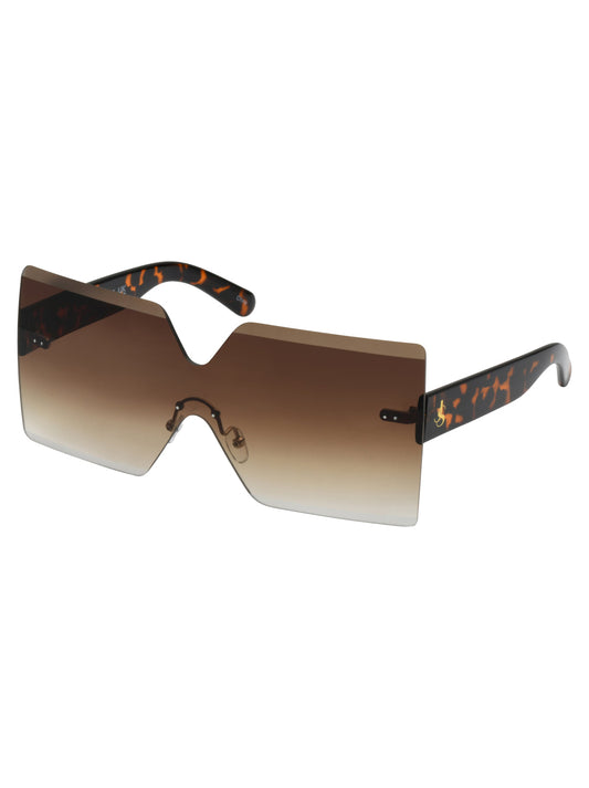 Jessica Simpson Frameless Shield Sunglasses in Tortoise