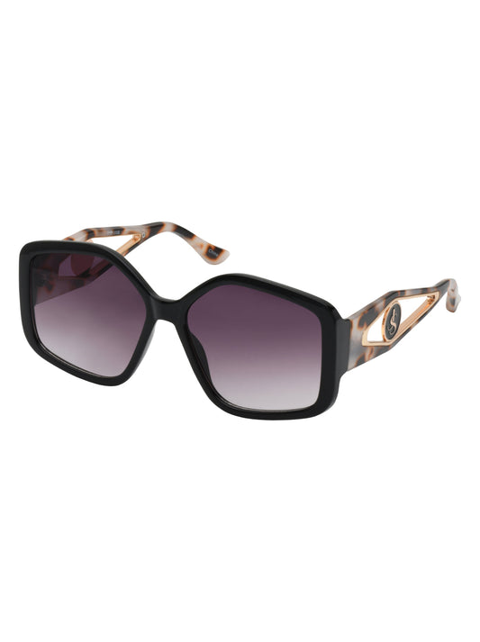 Jessica Simpson Oversized Geometric Sunglasses in Black & Tortoise