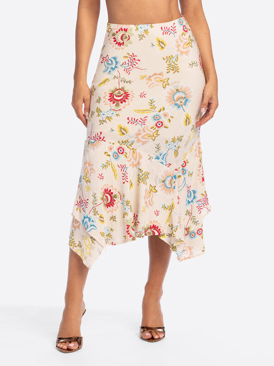 Jessica Simpson JS Jessica Simpson Nora Bias Skirt in Sandshell Bohemian