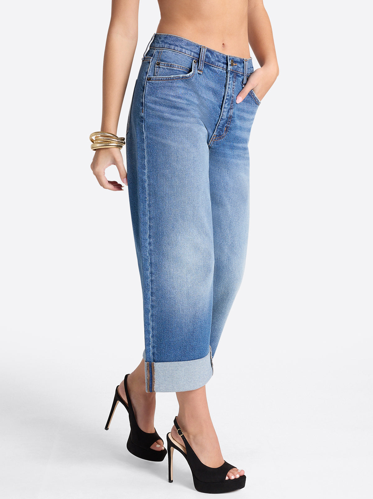 Jessica Simpson Valentine Wide Leg Boyfriend Jeans in High Road