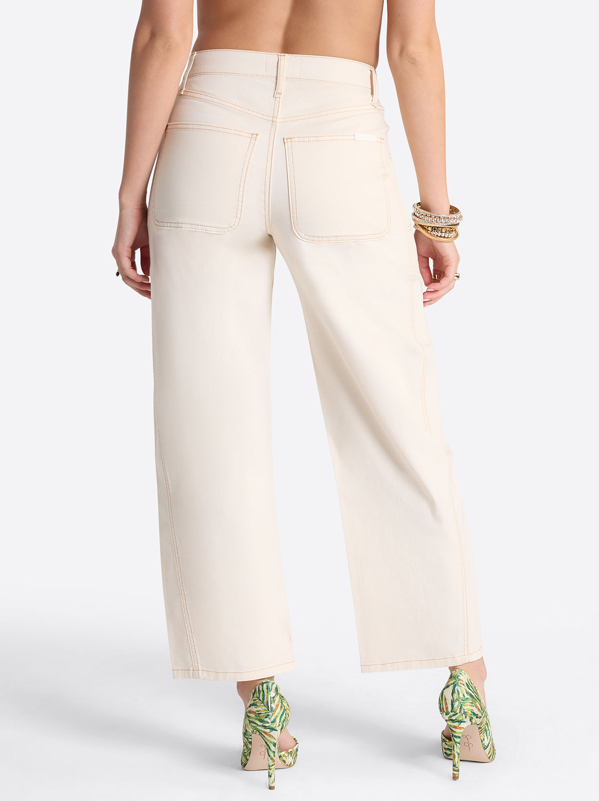 Jessica Simpson Relaxed Barrel Jeans in Ecru