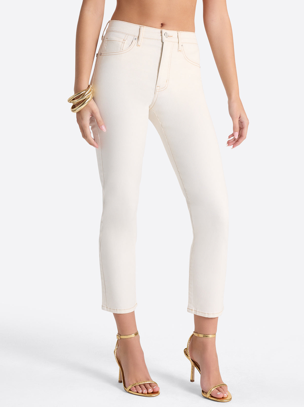 Jessica Simpson Harmony Straight High Rise Jeans in Ecru
