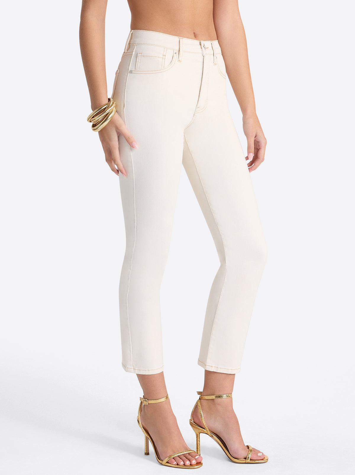 Jessica Simpson Harmony Straight High Rise Jeans in Ecru