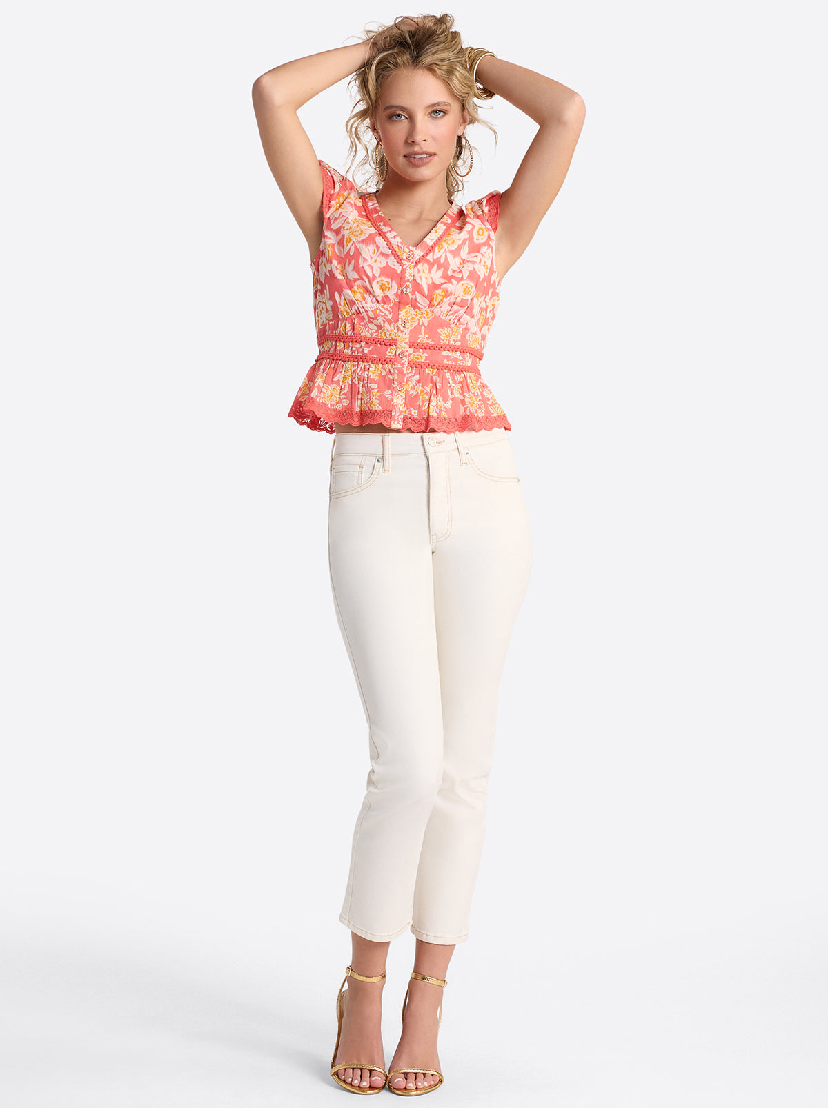Jessica Simpson Harmony Straight High Rise Jeans in Ecru