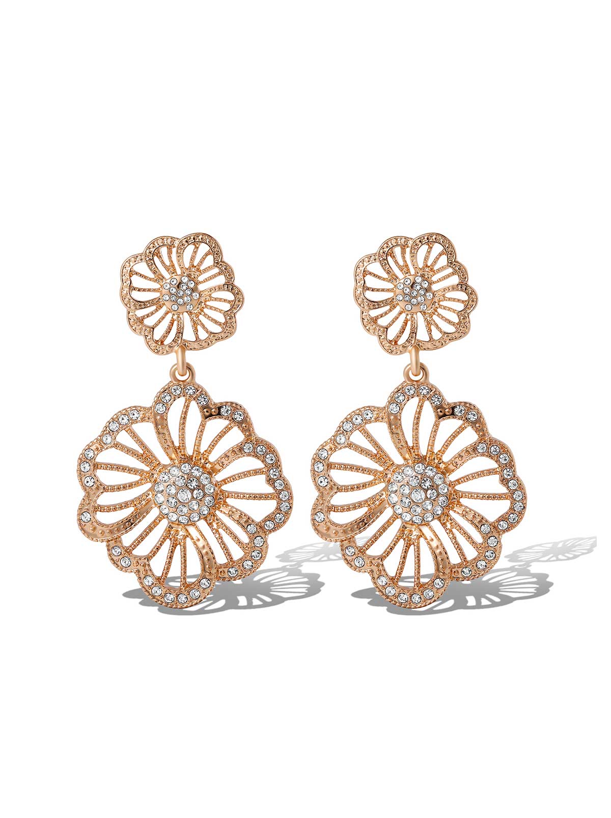 Jessica Simpson Radiant Rose Gold Floral Drop Earrings