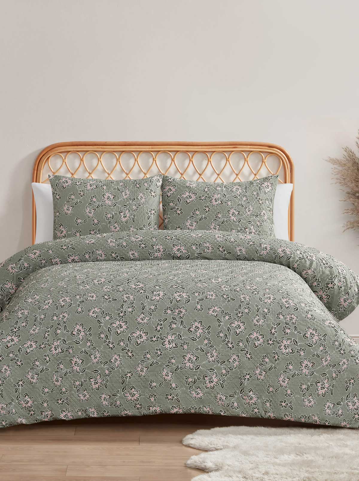 Jessica Simpson Botanical Embossed Print Duvet Cover Set