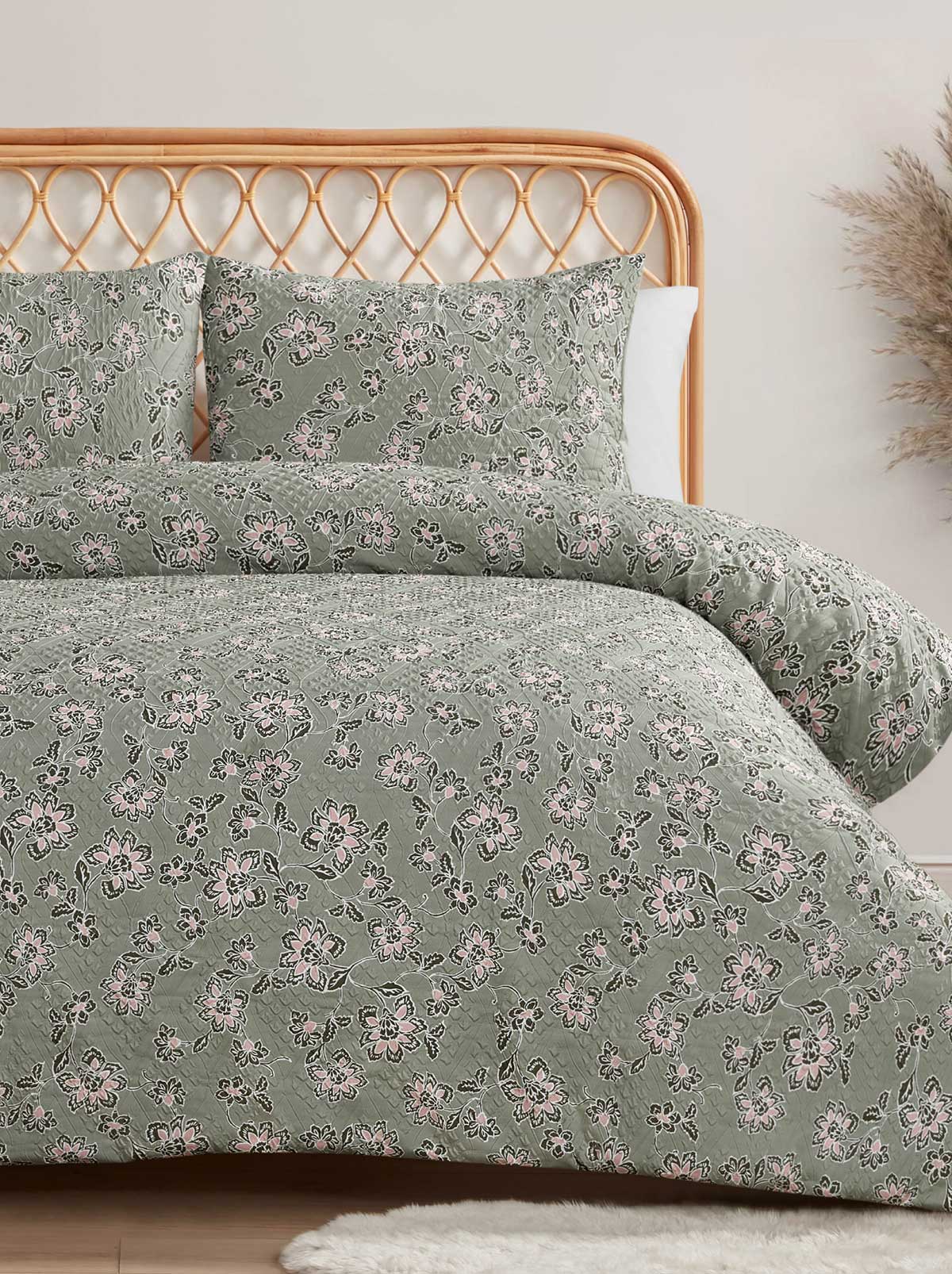 Jessica Simpson Botanical Embossed Print Duvet Cover Set