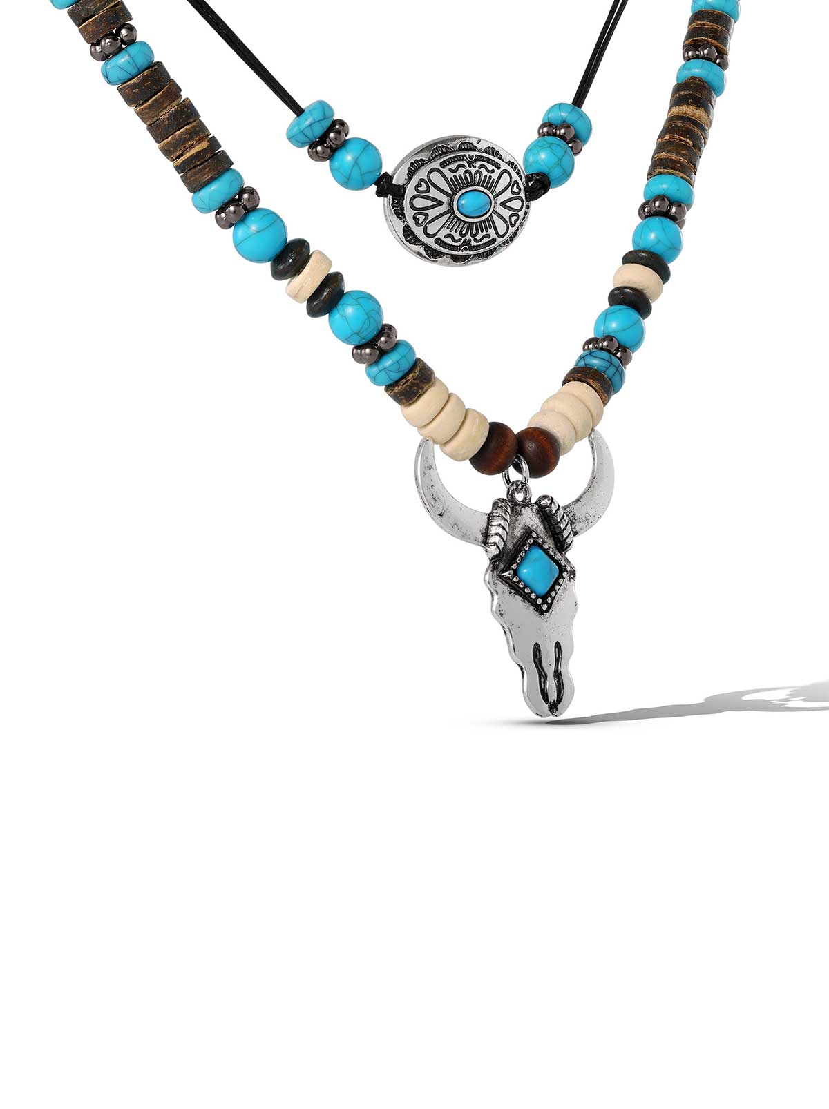 Jessica Simpson Layered Turquoise Bull Head Necklace