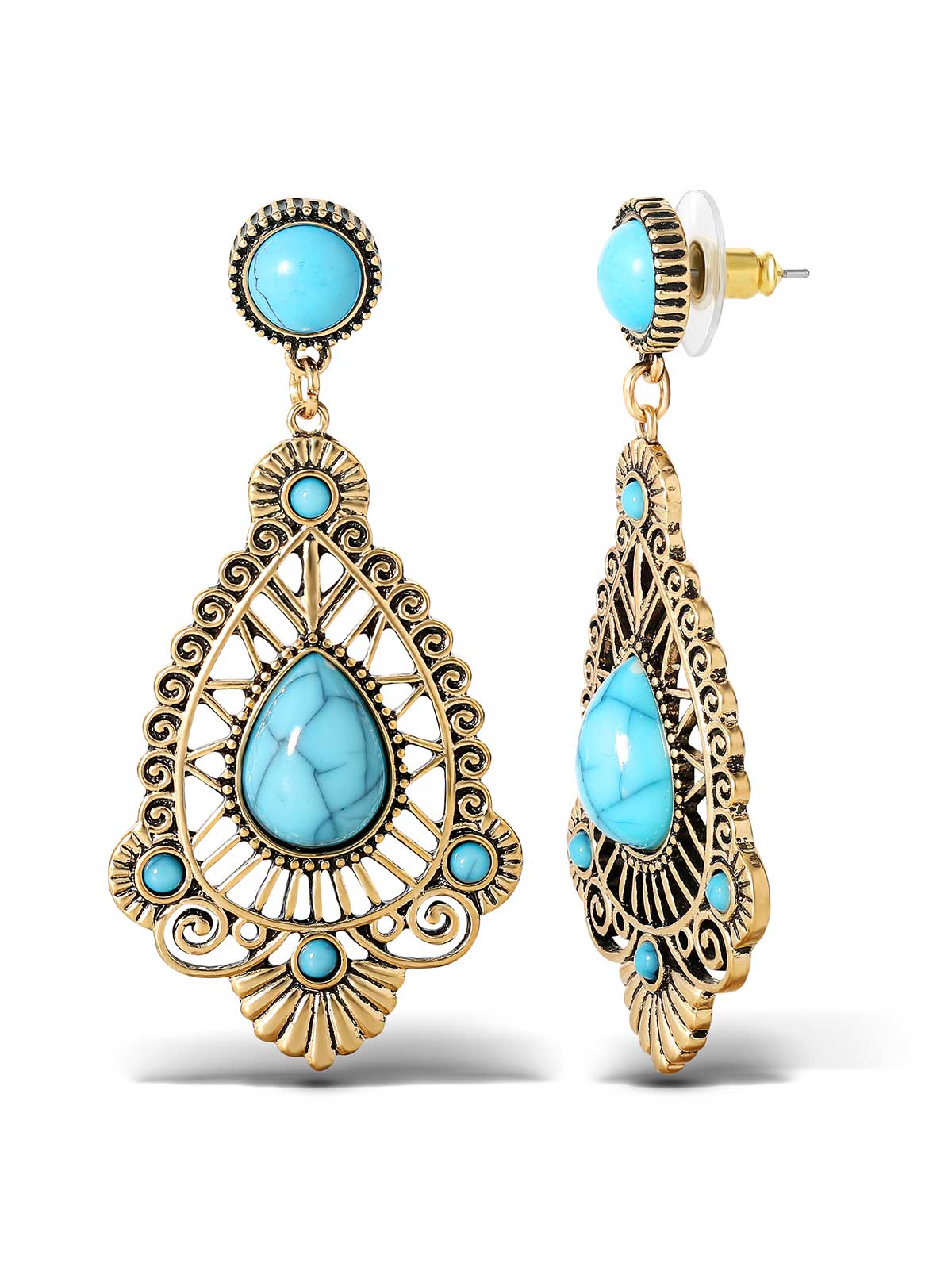 Jessica Simpson Turquoise Stone Filigree Earrings