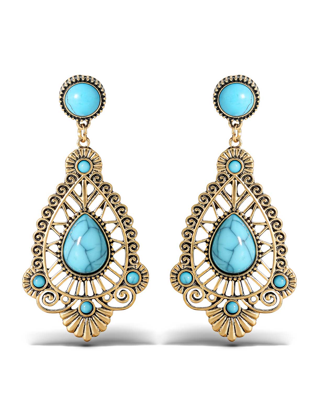 Jessica Simpson Turquoise Stone Filigree Earrings