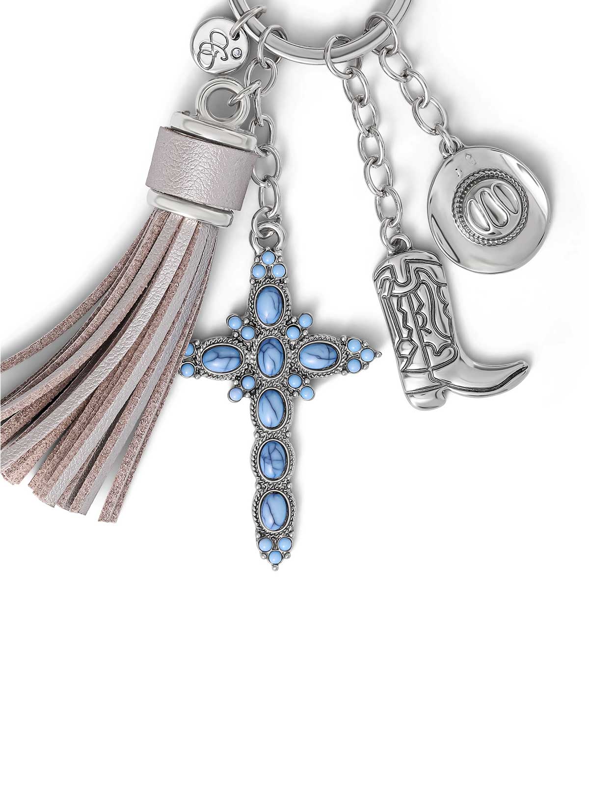 Jessica Simpson Turquoise Silver Charms Keychain