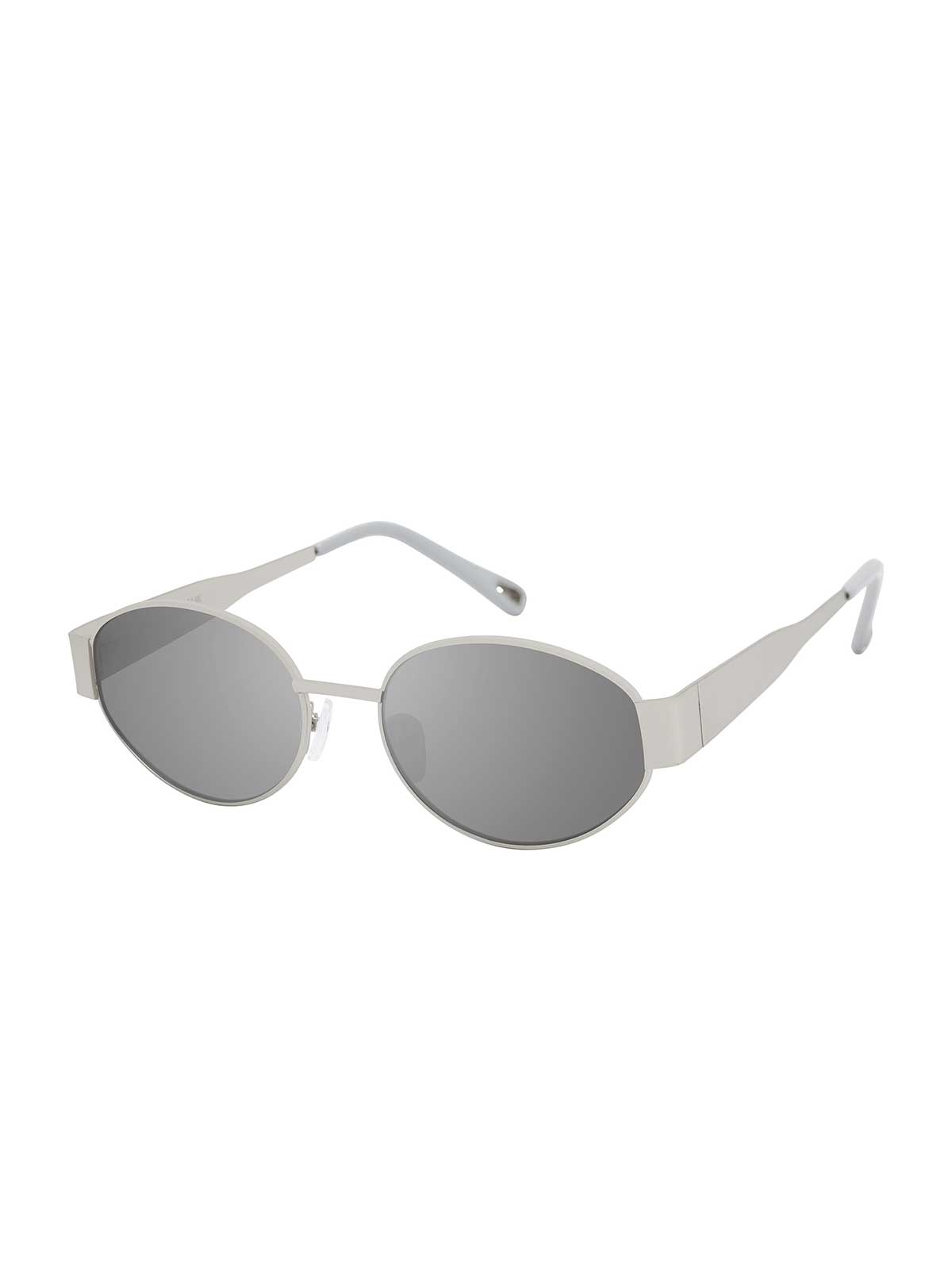 Jessica Simpson Slim Metal Oval Sunglasses in Matte Silver