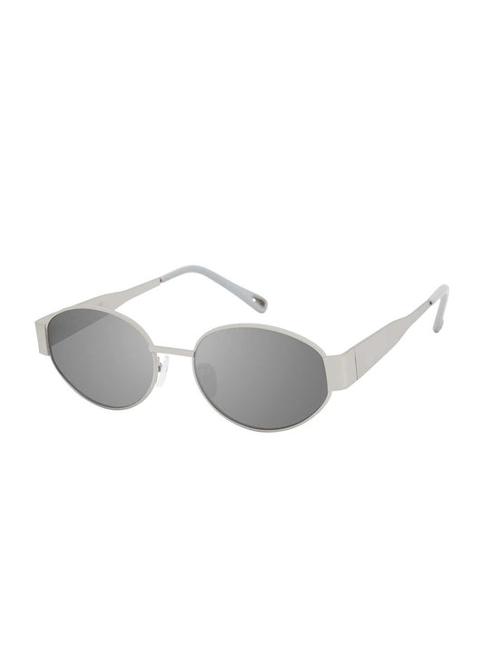 Jessica Simpson Slim Metal Oval Sunglasses in Matte Silver
