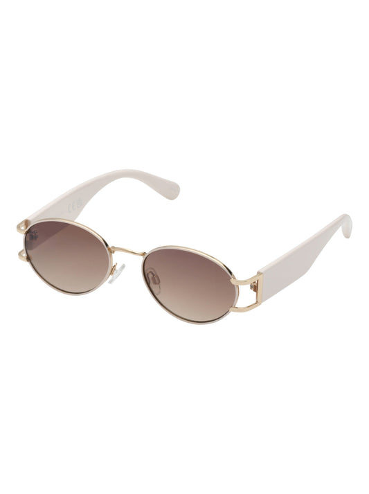 Jessica Simpson Retro Vintage Metal Oval Sunglasses in Cream