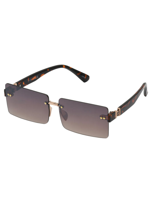 Jessica Simpson Sleek Rectangular Metal Sunglasses in Gold & Tortoise