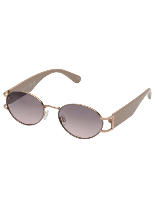 Jessica Simpson Retro Vintage Metal Oval Sunglasses in Nude