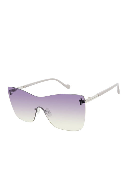 Jessica Simpson Glamorous Frameless Shield Sunglasses in Silver & Grey