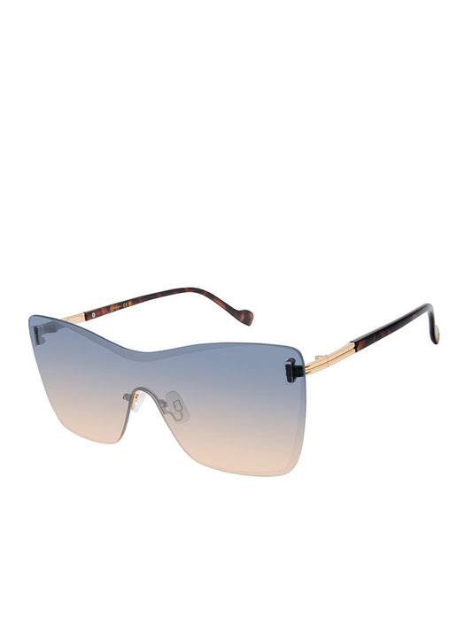 Jessica Simpson Glamorous Frameless Shield Sunglasses in Gold & Tortoise