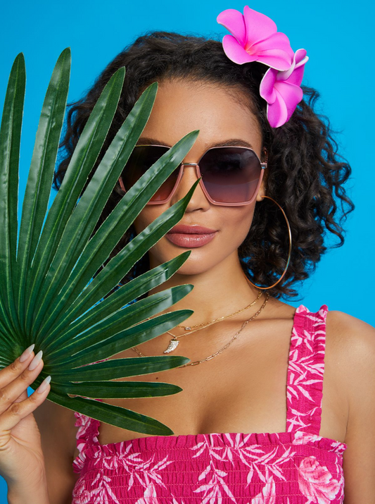 Jessica Simpson Geometric Metal Sunglasses in Rose Gold
