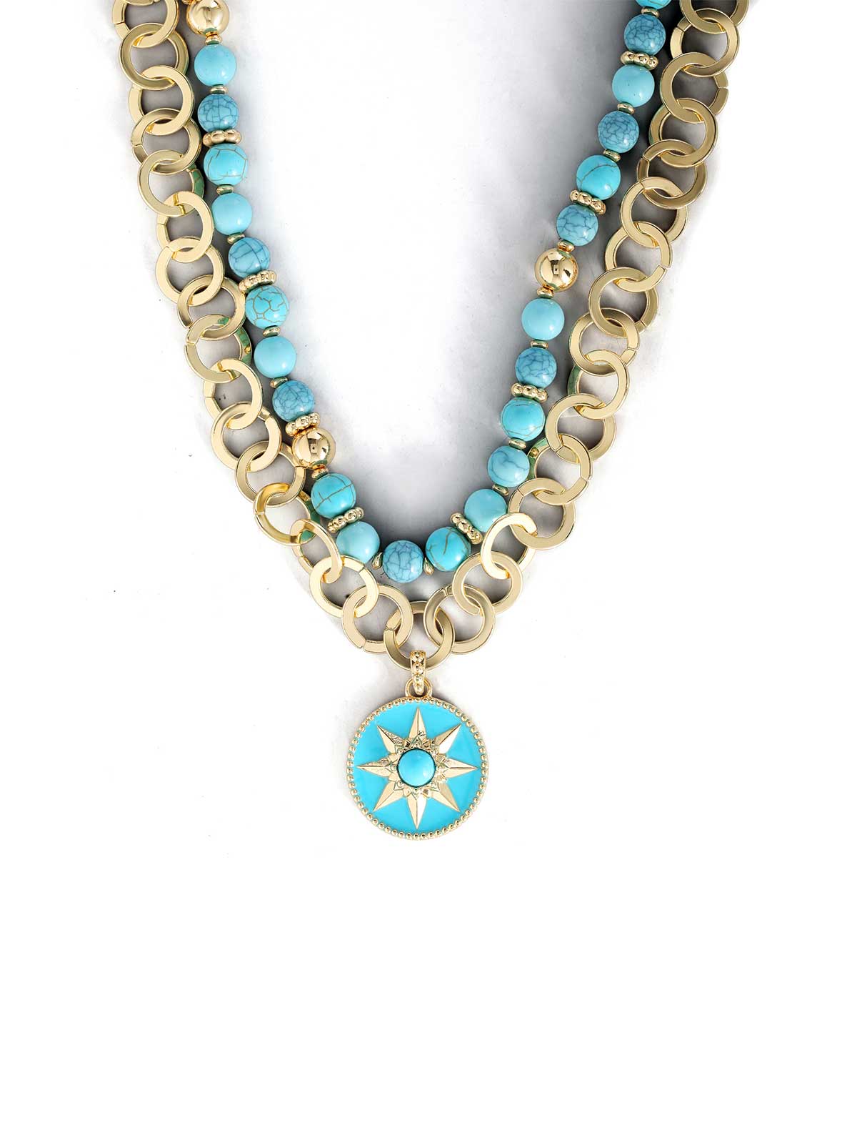 Jessica Simpson Layered Necklace with Turquoise Beads