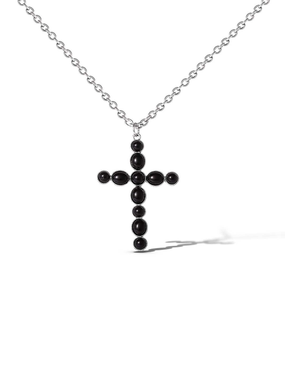Jessica Simpson Black Acrylic Cross Necklace