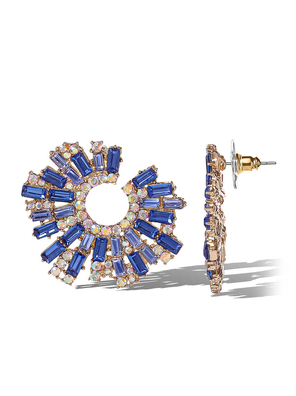 Jessica Simpson Sunburst Blue Crystal Earrings