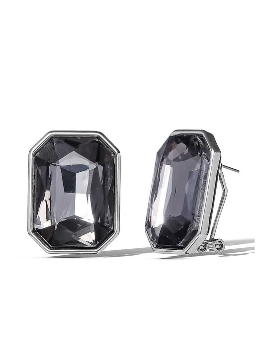 Jessica Simpson Octagon-Cut Smoky Crystal Earrings
