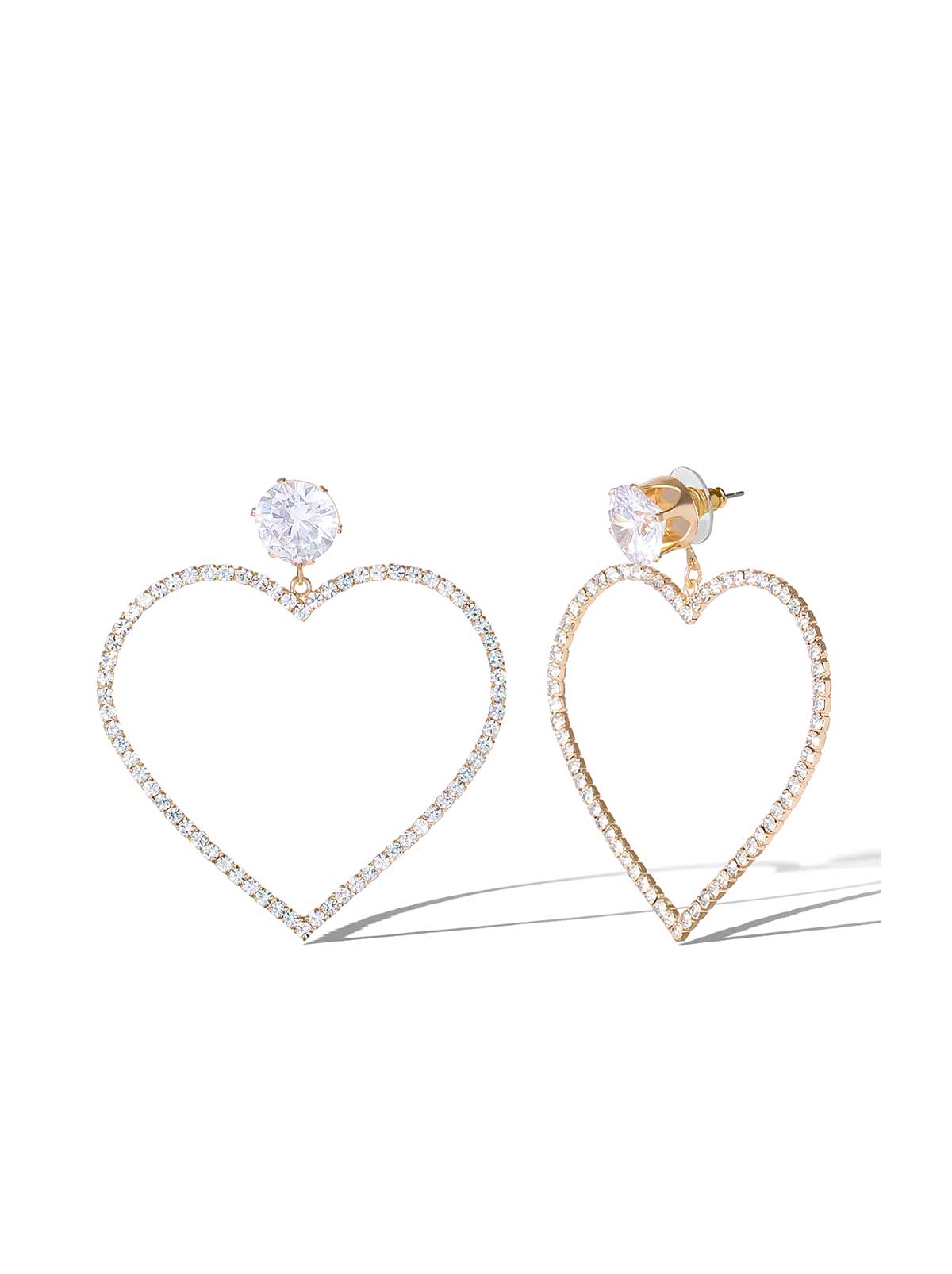 Jessica Simpson Heart-Shaped Crystal Drop Earrings