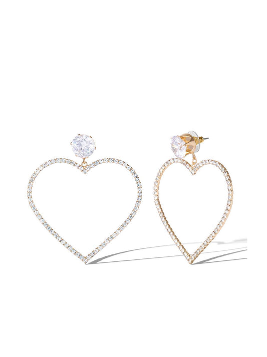 Jessica Simpson Heart-Shaped Crystal Drop Earrings