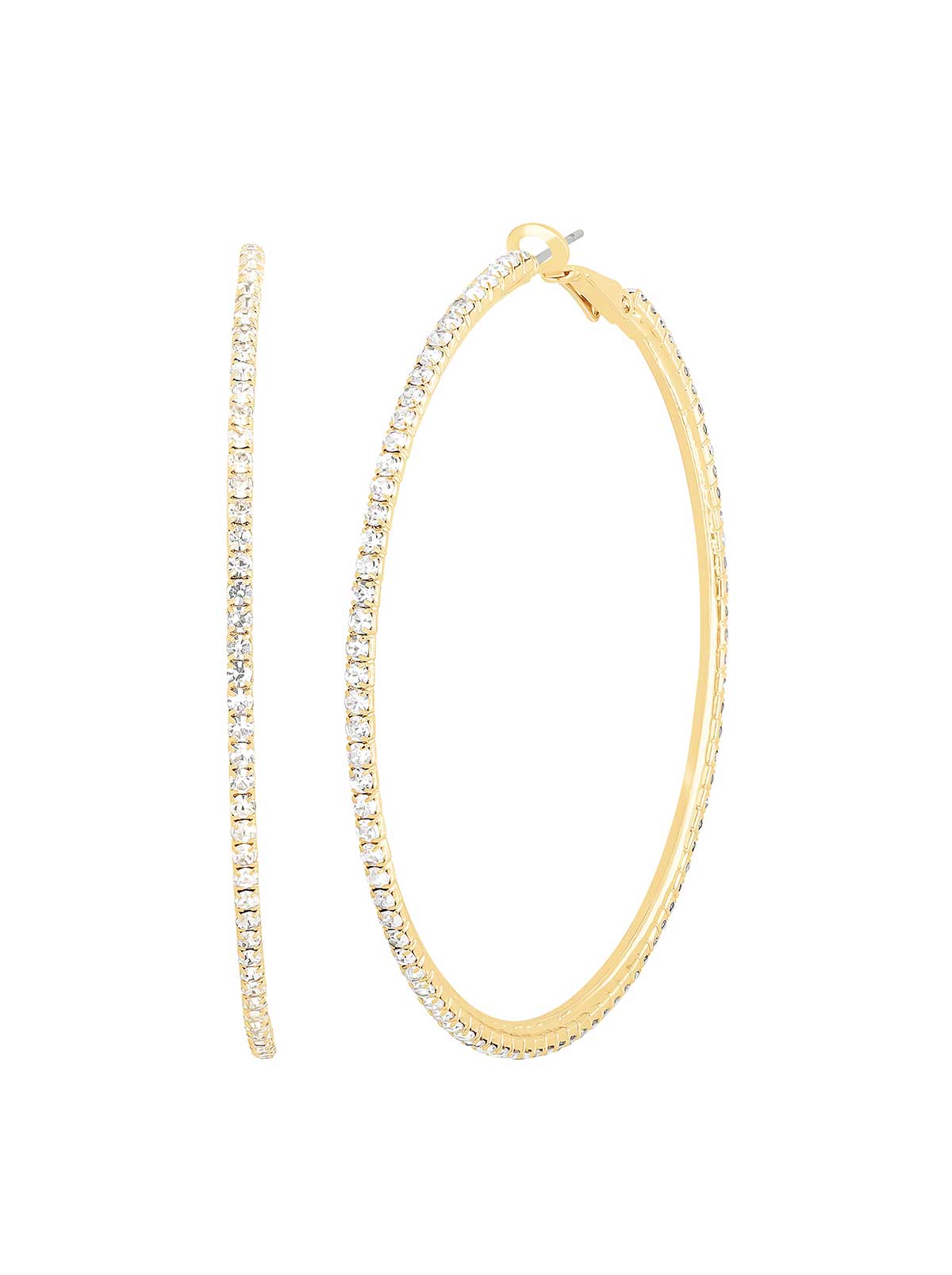 Jessica Simpson Gold-Tone Crystal Pave Hoop Earrings