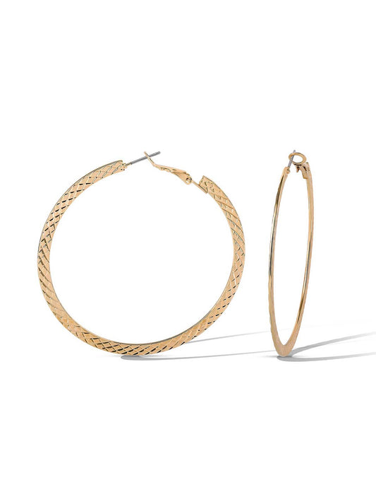 Jessica Simpson Diamond-Cut Pattern Hoop Earrings