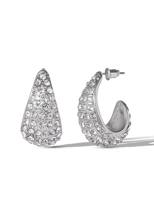 Jessica Simpson Crystal-Encrusted Teardrop Hoop Earrings