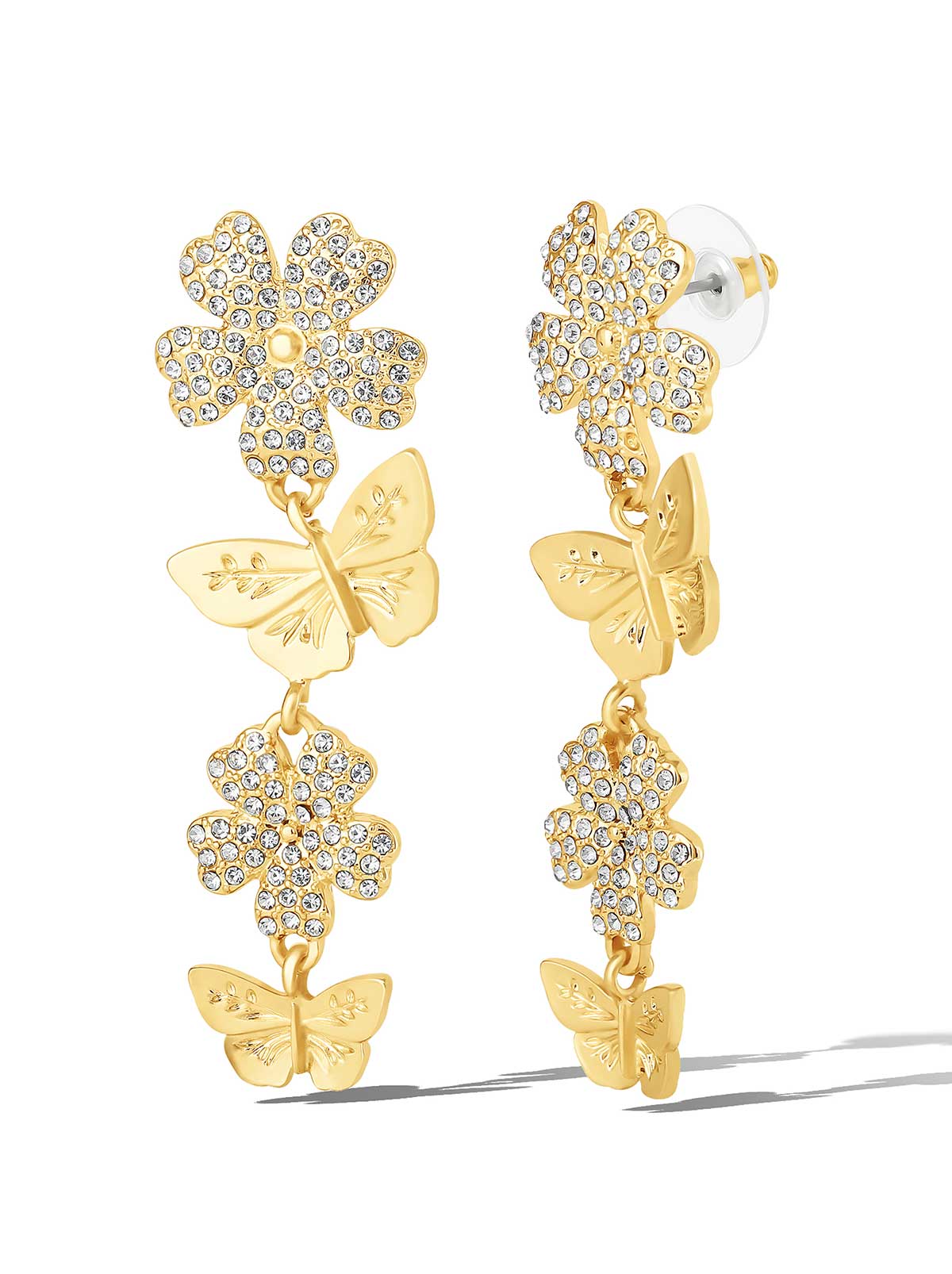 Jessica Simpson Flower & Butterfly Drop Earrings