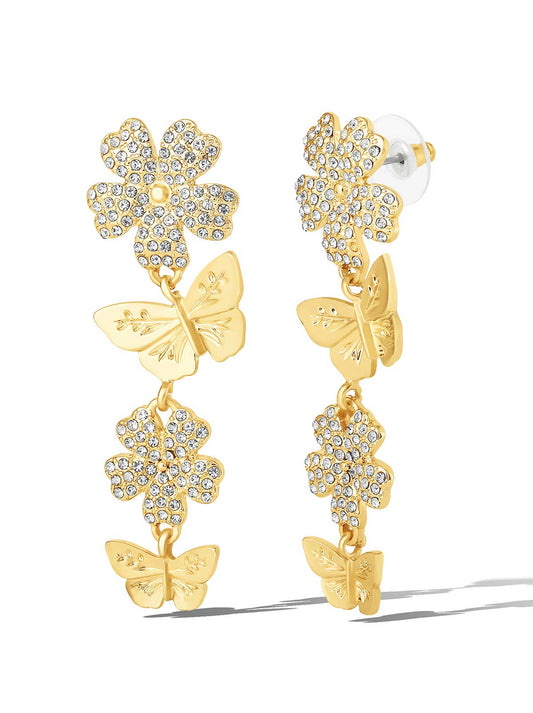 Jessica Simpson Flower & Butterfly Drop Earrings
