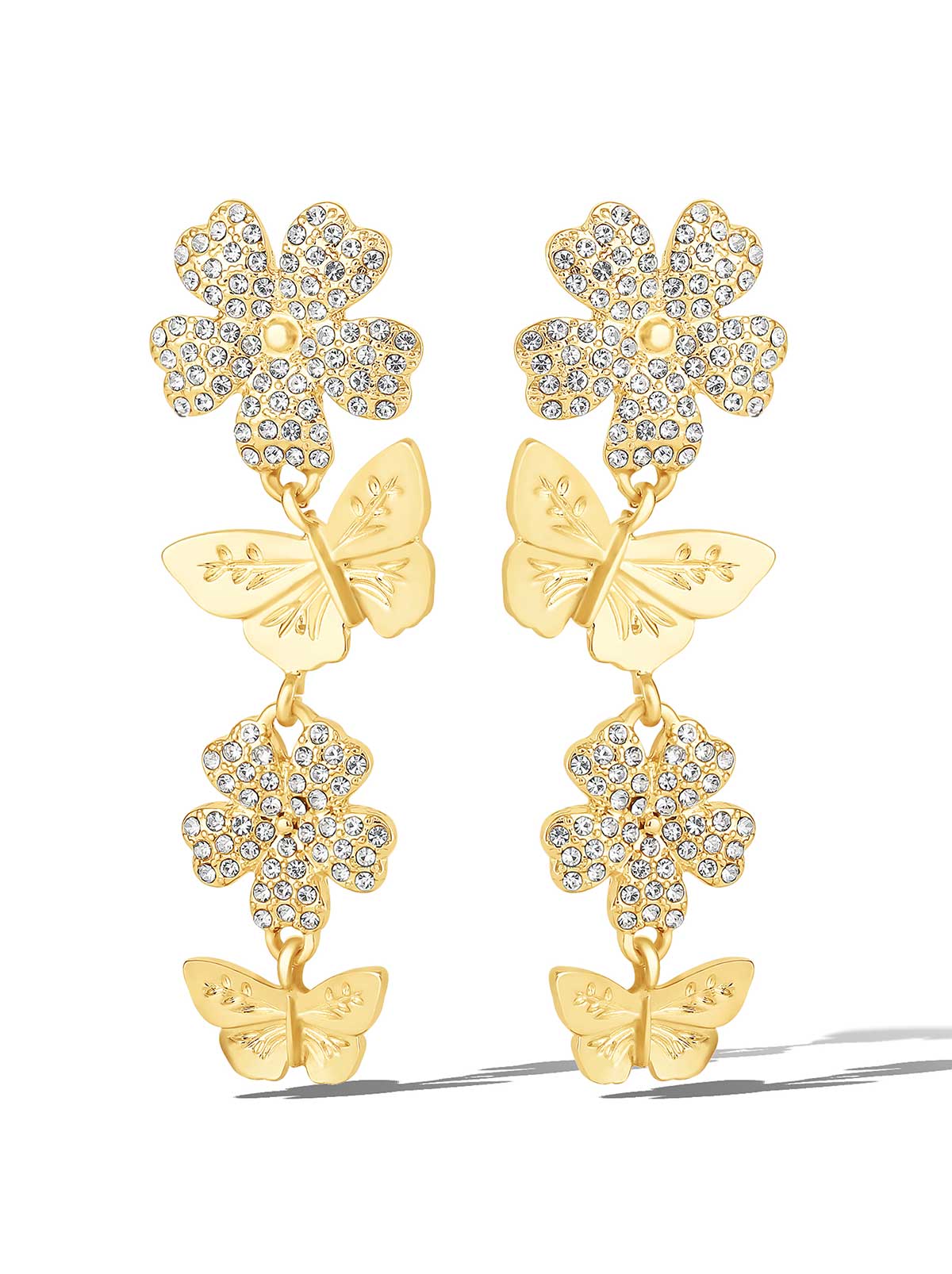 Jessica Simpson Flower & Butterfly Drop Earrings
