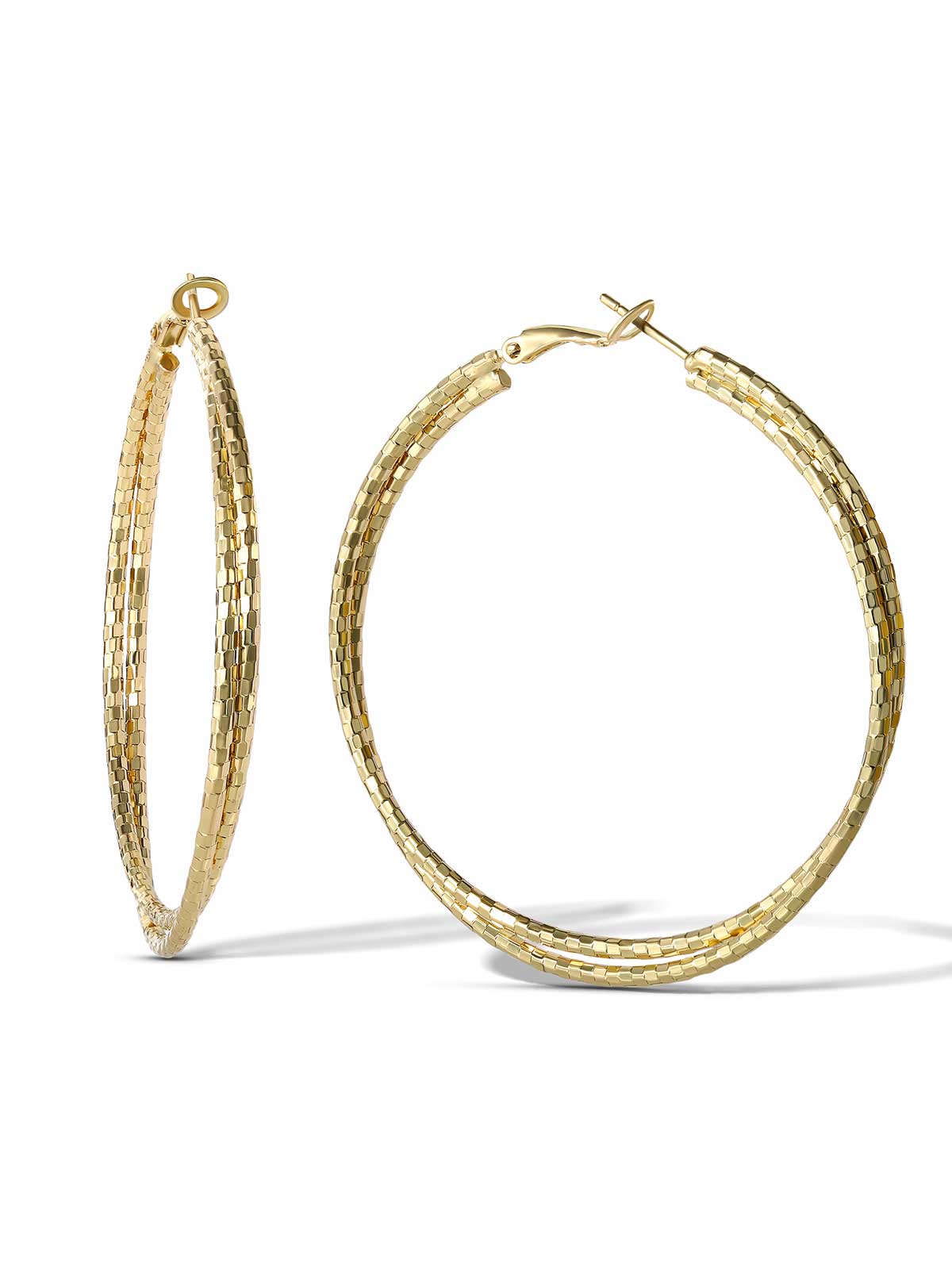 Jessica Simpson Double Hoop Faceted Earrings
