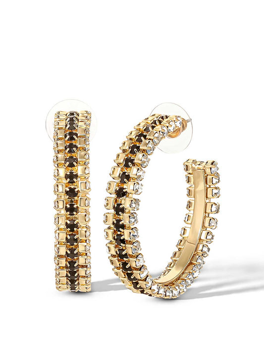 Jessica Simpson Black And White Crystal Hoop Earrings