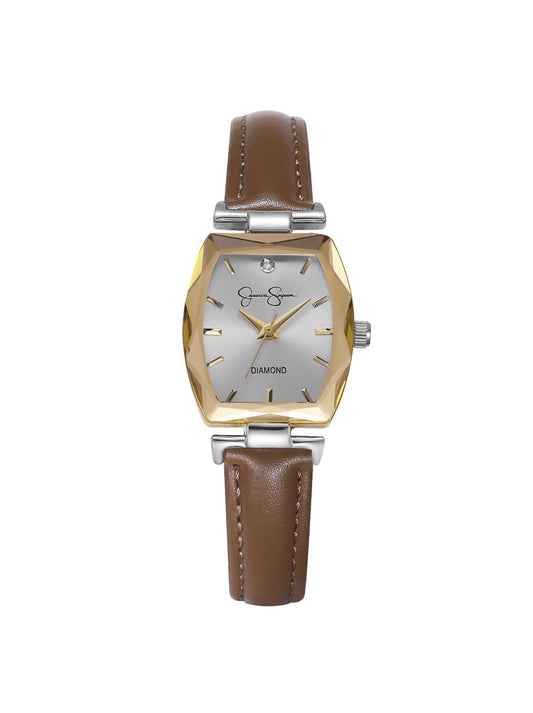 Jessica Simpson Diamond Dial Strap Watch in Brown